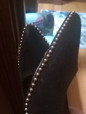 Black Suede/Leather, Silver Studded Heels By Steve Madden (New  W/Tag)